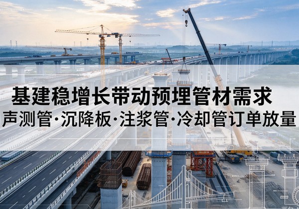 宕昌基建稳增长带动预埋监测管材需求，声测管、沉降板、注浆管订单持续放量